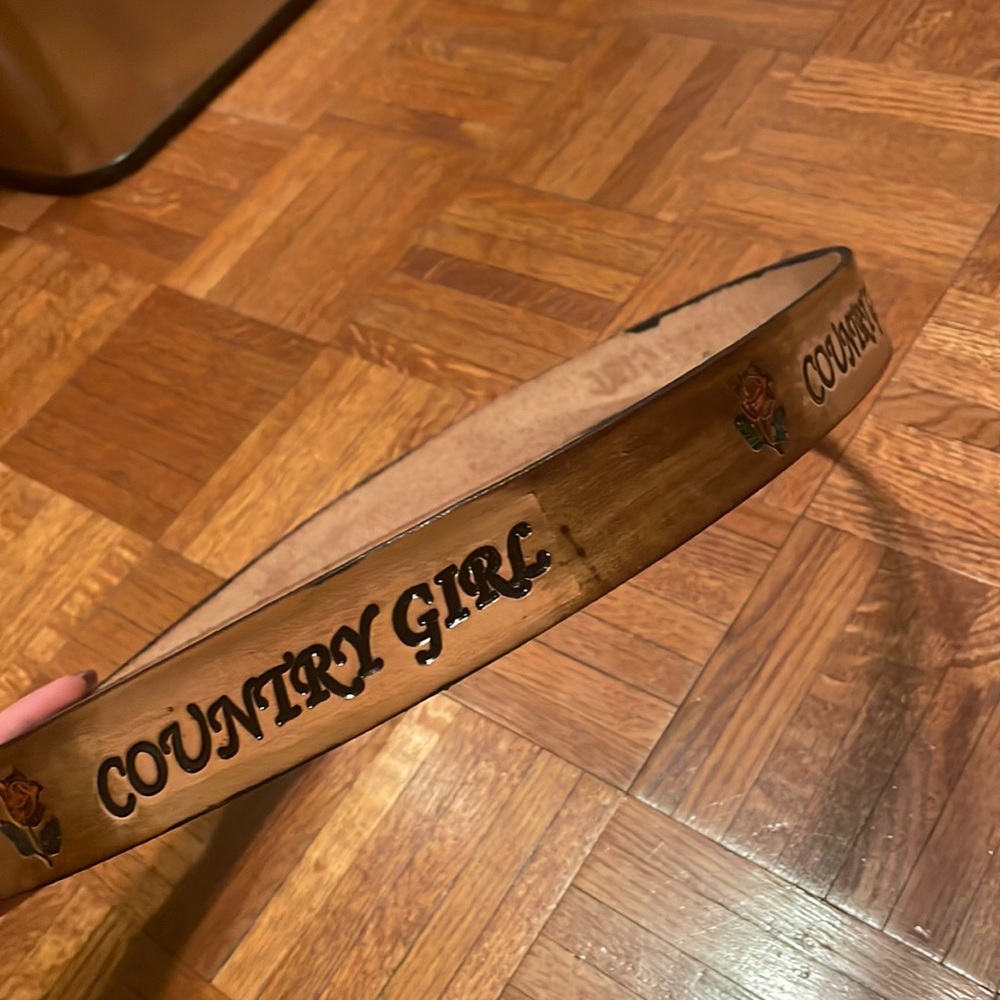 Country girl genuine leather belt, custom cut to fit